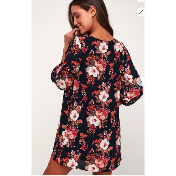 Lulus‎ Dress Womens X Small Shifting Dears Navy Blue Floral Print Mini - Picture 3 of 12